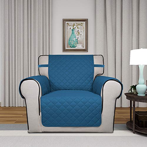 Reversible Quilted Sofa Cover (Small / Peacock Blue/Beige)