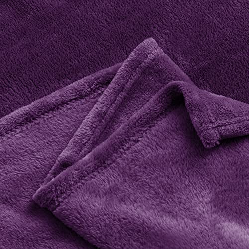 Fleece Blanket Soft Plush Queen Size Bed Blanket Purple 90"x90" (Purple / Queen(90"x90"))