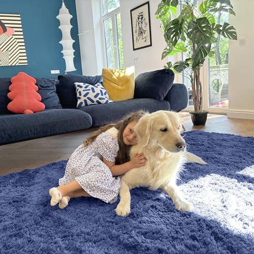 2x6 Machine Washable Runner Rugs for Hallway (2x6 Ft / Denim Blue)