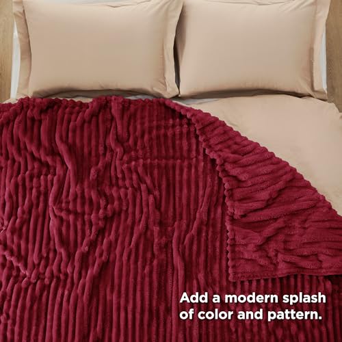 Soft Full Size Fleece Blankets for Bed Deep Red 84"x90" (Deep Red / Full)