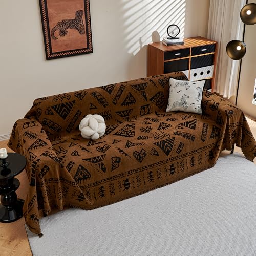 Boho Couch Cover Sofa Covers (71" x 118" / 10# Coffee Pattern)