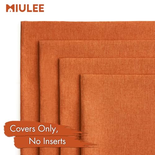Pack of 4 Decorative Outdoor Throw Pillow Covers Linen Waterproof Pillow Covers Summer Farmhouse Cushion Cases for Patio Garden Tent Balcony Couch Sofa 16x16 Inch Orange (16" x 16" (Pack of 4) / Orange)