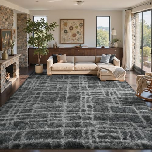 8x10 Ft Extra Large Shag Rugs for Living Room (Fe Grey 5sm11 / 8' X 10' (Rectangular))