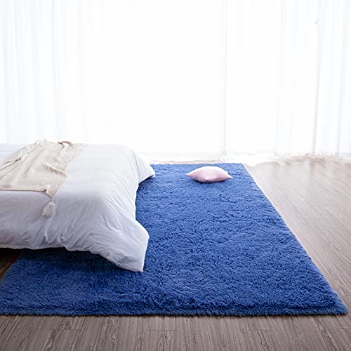 Super Soft Shaggy Rugs Fluffy Carpets 8x10 Feet (8' x 10' (Rectangular) / Indigo)