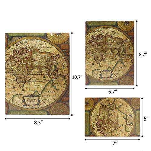 Decorative Book Boxes World Map Pattern Antique Book Invisible box with Magnetic cover (Map)