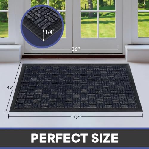 Front Door Mat Outdoor Entrance (Deep Navy / 3'10" x 6'1" (Rectangular))