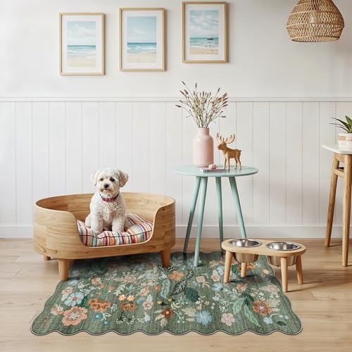 Washable Floral 2x4 Area Rug (2x4 / Green/Floral)