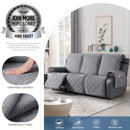 100% Waterproof Recliner Sofa Cover (Grey / 3 Seater Standard)