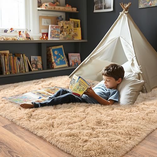 Fluffy Area Rug for Bedroom 4x6 (Camel / 4' x 6' (Rectangular))
