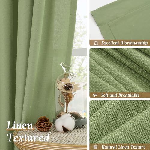 Sage Green Linen Curtains for Living Room 84 inch Length 2 Panels (Sage Green-1 / 52"W x 84"L (Pack of 2))
