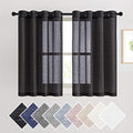 Natural Flax Sheer Linen Curtains Grommet Top (52"W x 45"L (Pack of 2) / Black)