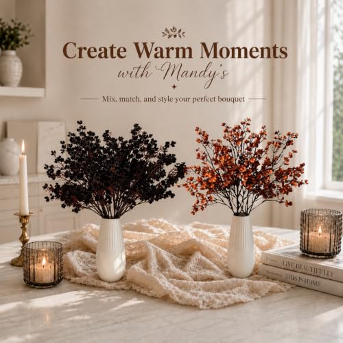 6 Bundles Artificial Black Baby’s Breath Flowers (Black)