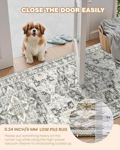 Kitchen Runner Rug Non Slip Washable Rugs 2.5x8 (Grey/Beige / 2'6" x 8' (Runner))