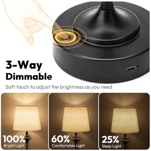 Portables Cordless Table Lamp (Black / 1Pack-10.2in)