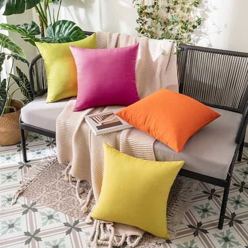 Decorative Outdoor Pillow Covers Waterproof 18x18 Hot Pink (18" x 18" (Pack of 2) / Hot Pink)
