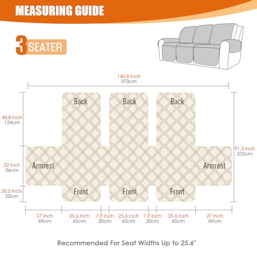 Waterproof Recliner Couch Covers Washable (Bean Green / 3 Seater)