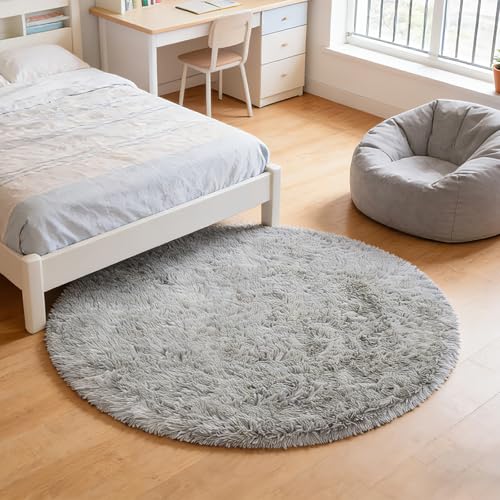 Round Area Rug for Bedroom (Grey / 6' (Round))