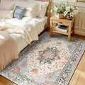 Washable Area Rug (Beige/Blue/Orange / 3' x 5' (Rectangular))