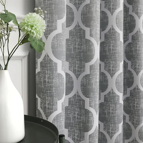 Moroccan 100% Blackout Curtains Bedroom Grey 50x54 2 Panels (Grommet | Grey / 50"W x 54"L (Pack of 2))