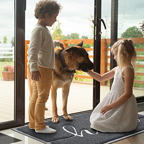 Door Mat Welcome Mat Floor Mat for Entryway (Dark Grey-hello / 2' x 3' (Rectangular))