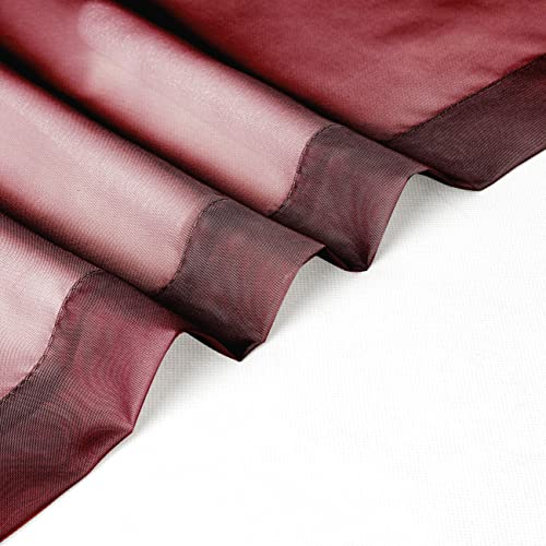 Sheer Tier Curtains 24 Inch Length (Burgundy / 42"W x 24"L (Pack of 2))
