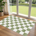 Green White Checkered Entry Rug (Checkered - Green / White / 3' x 5' (Rectangular))