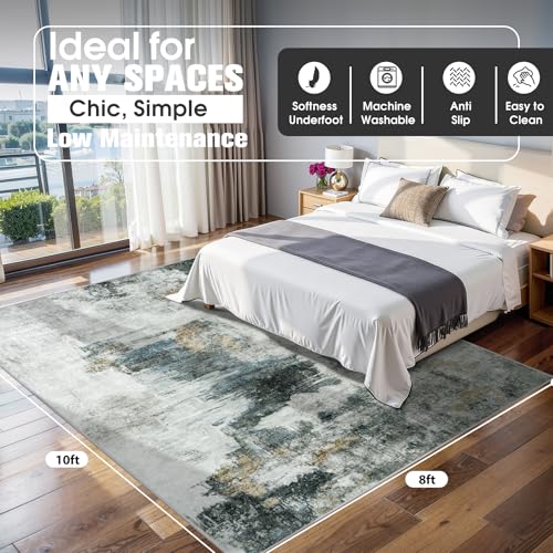 8x10 Area Rugs for Living Room Washable Bedroom Dining Room Black Gold (Black Gold/Multi / 8' x 10' (Rectangular))