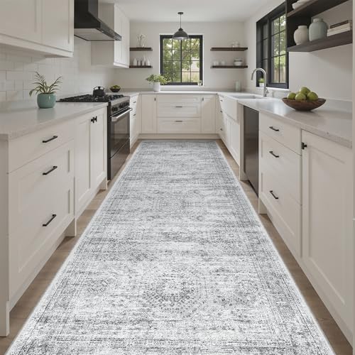 Washable Hallway Runner Rug 4x12 Kitchen Entry Rugs Non (Grey / 4' x 12' (Runner))