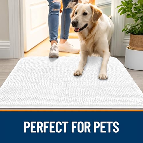 Dog Door Mat for Muddy Paws 54x32 (White / 54" X 32")