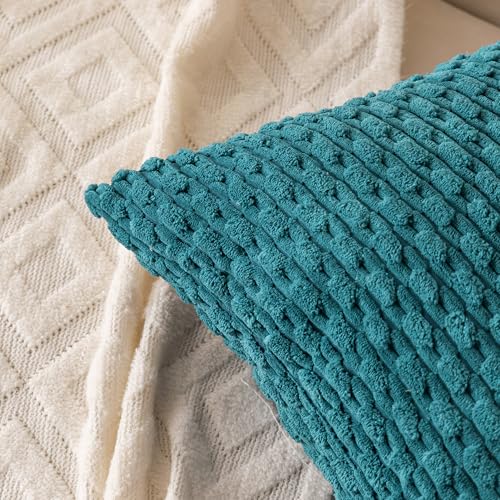 Set of 4 Teal Decorative Throw Pillow Covers 18x18 Inch Corduroy Pillow Covers for Bed Couch Sofa Living Room Soft Square Cushion Cases (Teal / 18" x 18" (Pack of 4))