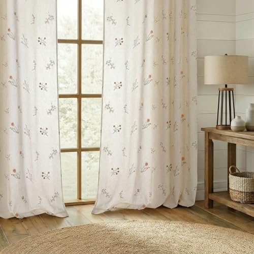 Floral Embroidered Light Filtering Curtains 84 Inch 2 Panels (Embroidery Vintage Florals / 52"W x 84"L (Pack of 2))