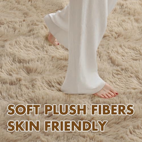 8x10 Ft Extra Large Shag Beige Rugs for Living Room Bedroom (CC Beige / 8' X 10' (Rectangular))