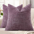 Textured Chenille Throw Pillow Covers 20x20 Set of 2 Purple (Lilac Purple / 20" x 20" (Pack of 2))