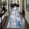 Washable Runner 2'x8' Abstract Area Rug for Hallway Blue Gray (Blue/Gray / 2' x 8' (Runner))