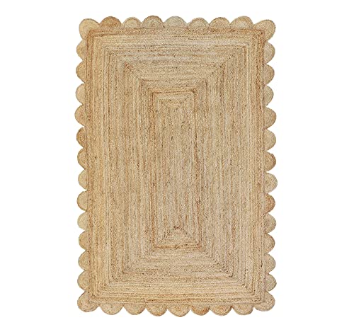 Scalloped Natural Jute Area Rug (Natural / 4'x6' (Rectangular))