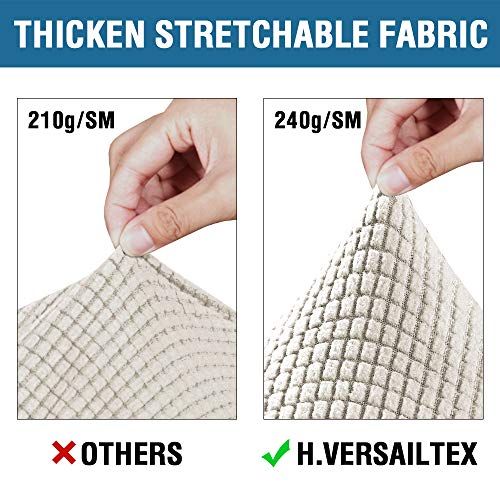 4 Piece Stretch Couch Covers for 3 Cushion Couch Sofa Furniture Slipcovers Feature Upgraded Thicker Jacquard Fabric (Large / Ivory)
