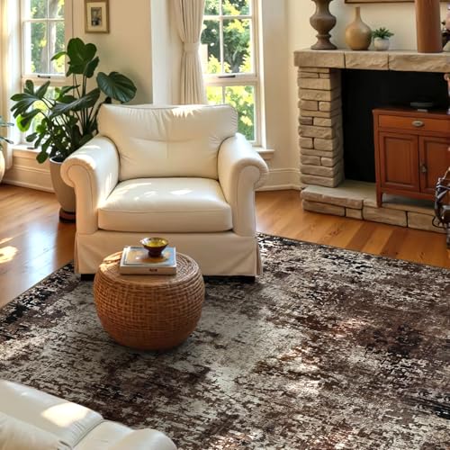 Entryway Rug 3x5 Brown Bedroom Area Rug Washable Non Slip Abstract Coffee Boho Rugs for Indoor Entry (Brown / 3' x 5' (Rectangular))