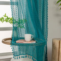 Boho Lace Curtains 96 Inches 2 Panel (59"W x 96"L (Pack of 2) / Teal)