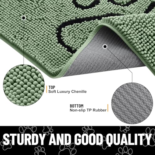 Dog Door Mat for Muddy Paws (30"X20" / Olive Green and Black)