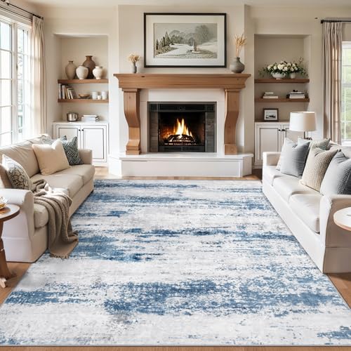 9x12 Area Rug Living Room (Blue White Grey / 9' x 12' (Rectangular))