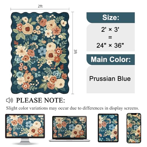 2x3 Rug for Entryway (Prussian Blue (Big) / 2' x 3' (Rectangular))