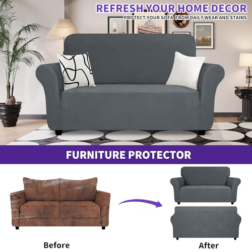 Super Stretch Loveseat Covers (- Dark Grey / Medium (57"-70"))