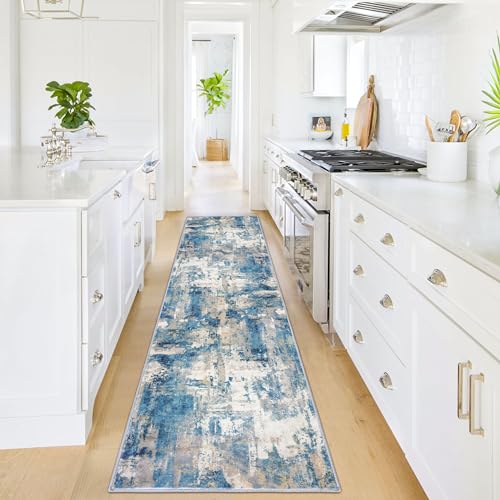 Modern Abstract Rug Runner (Turquoise/Beige/Grey/Yellow / 2' x 8' (Runner))