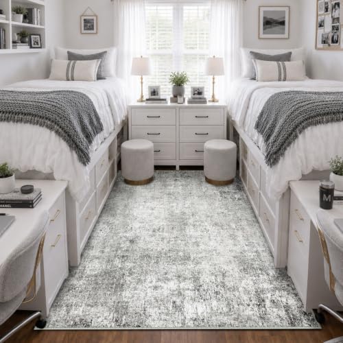 Washable 4'x6' Abstract Area Rug for Living Room Gray White (Gray/White / 4' x 6' (Rectangular))