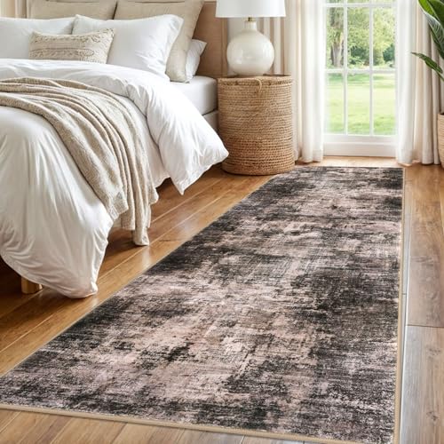 Abstract Runner Rug 3x8 Ft Washable Runners for Hallways (Brown/Rust / 3' x 8' (Rectangular))