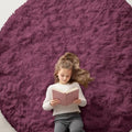 Burgundy Round Rugs for Bedroom (7 Ft Round / Burgundy)