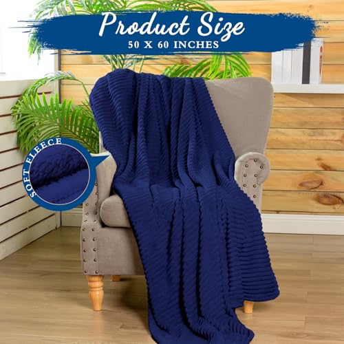 6 Pcs Flannel Blankets Bulk (Navy)
