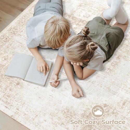Area Rug 10x12 Washable Rug (Beige / 10' x 12' (Rectangular))