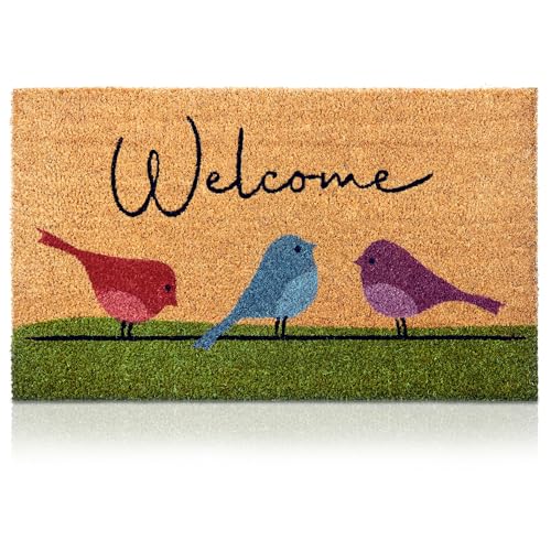 Coir Welcome Mat (Colorful Birds / 24x36)