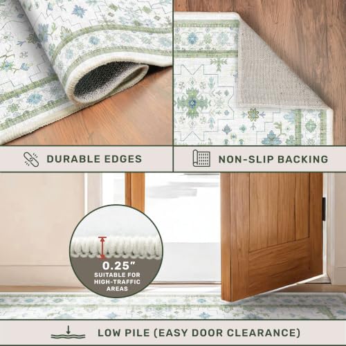 Oushak 3x10 Wide Hallway Runner Rug (3' x 10' (Runner) / Cream Green)